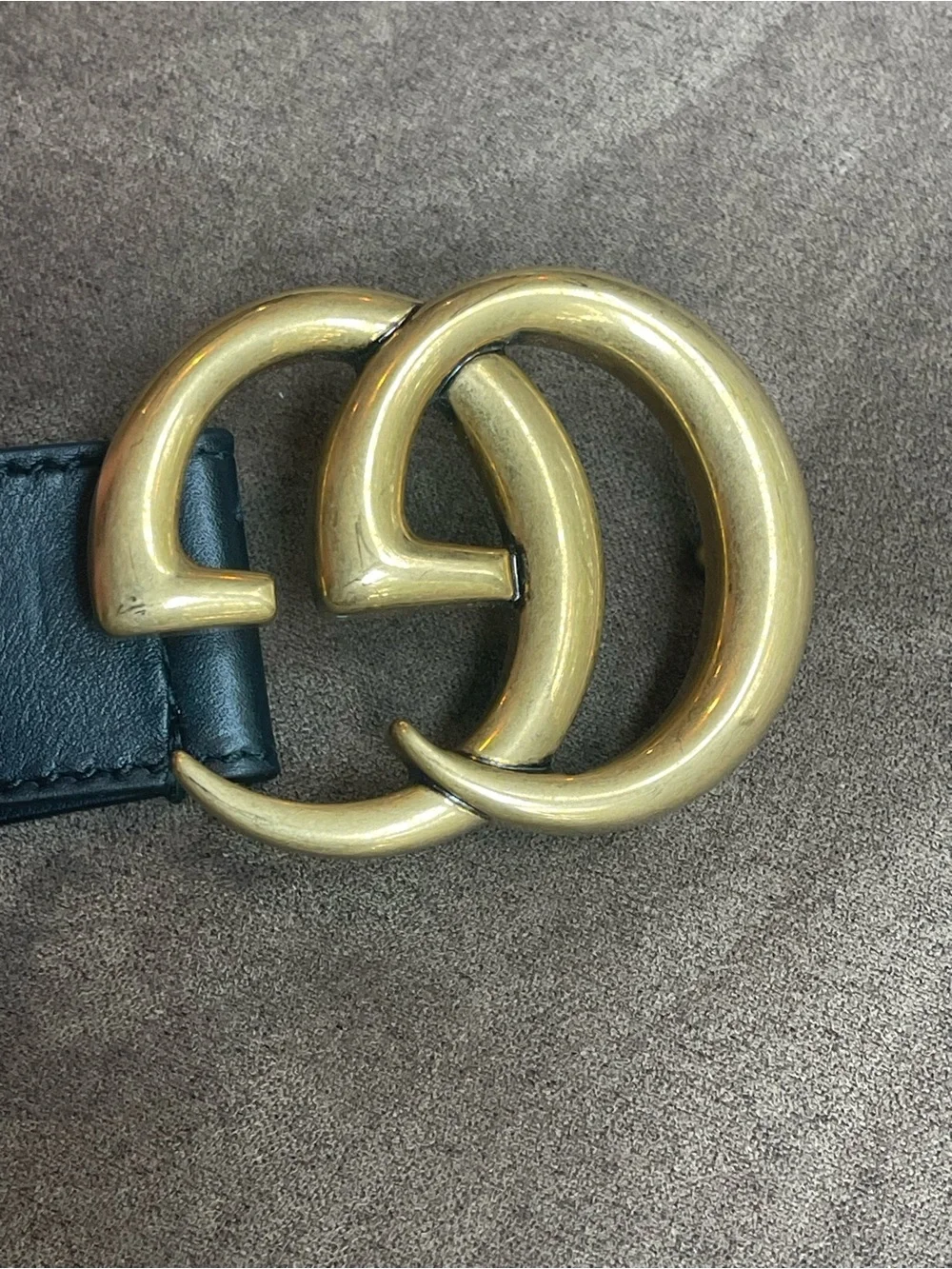 Gucci Black Leather Belt with Gold Interlocking G Buckle
